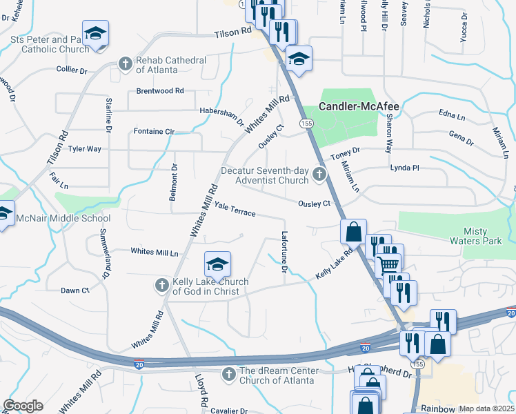 map of restaurants, bars, coffee shops, grocery stores, and more near 2633 Yale Terrace in Decatur