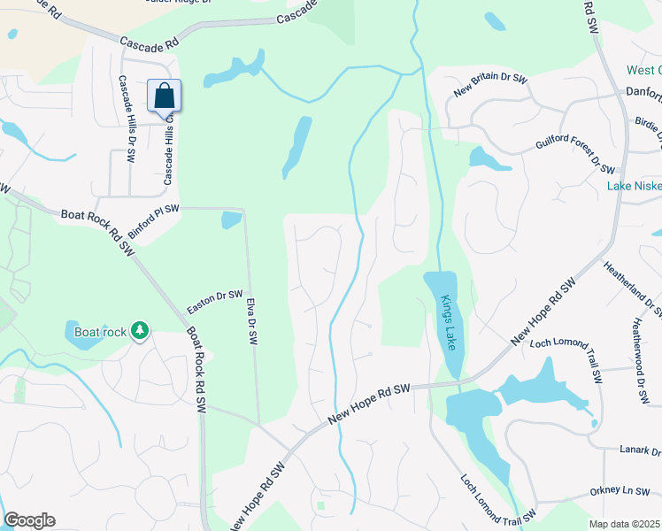 map of restaurants, bars, coffee shops, grocery stores, and more near 105 Voltaire Court in Atlanta