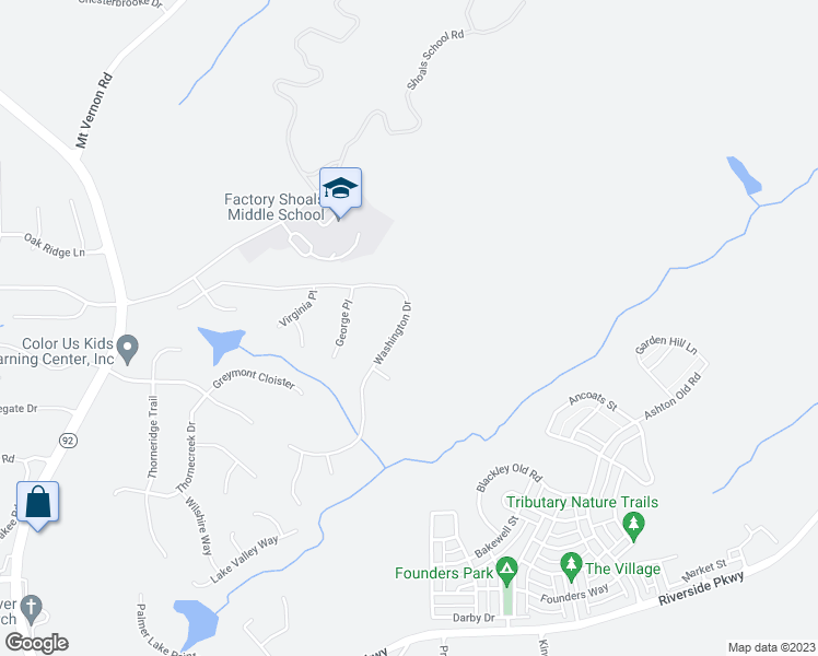 map of restaurants, bars, coffee shops, grocery stores, and more near 2240 Washington Drive in Douglasville