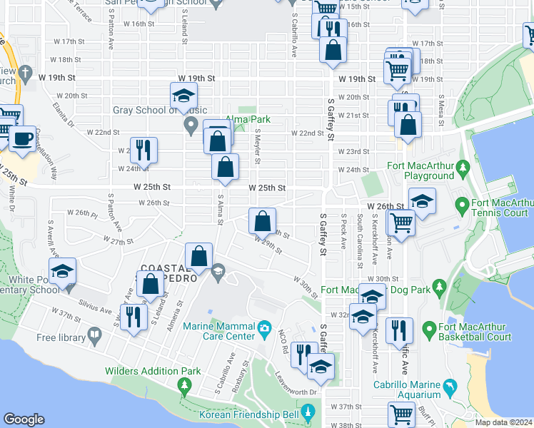 map of restaurants, bars, coffee shops, grocery stores, and more near 851 West Hamilton Avenue in Los Angeles