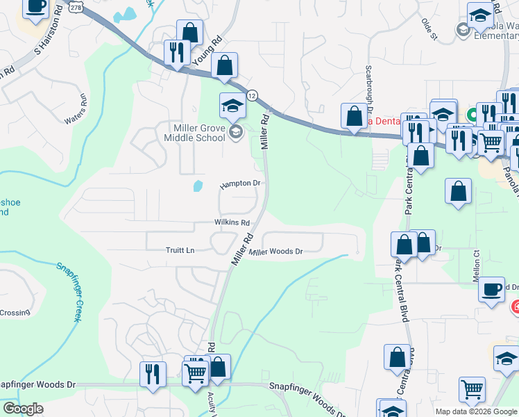 map of restaurants, bars, coffee shops, grocery stores, and more near 5065 Donnell Way in Decatur