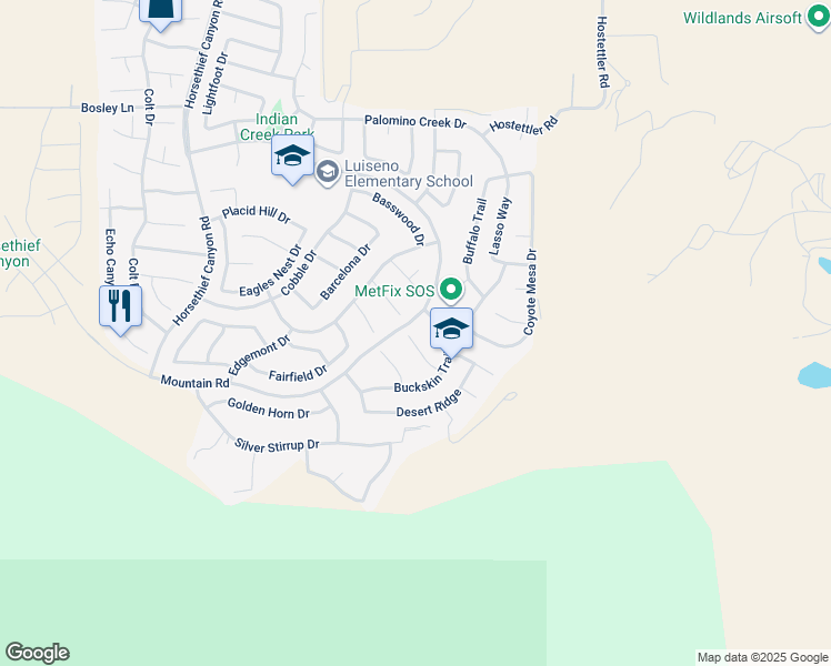 map of restaurants, bars, coffee shops, grocery stores, and more near 27512 Hopi Springs Court in Corona