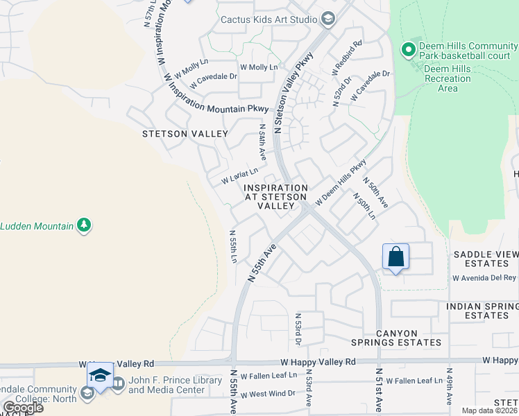 map of restaurants, bars, coffee shops, grocery stores, and more near 5507 West Yearling Road in Phoenix