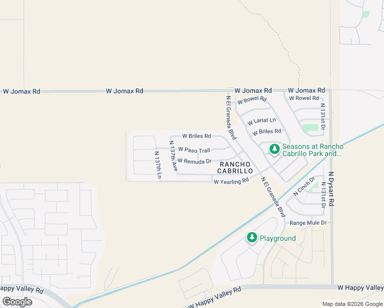 map of restaurants, bars, coffee shops, grocery stores, and more near 13616 West Remuda Drive in Peoria