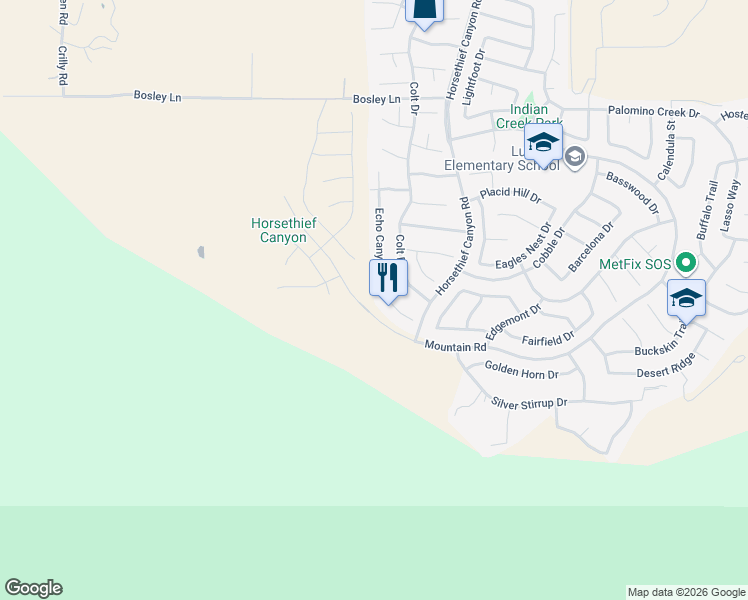 map of restaurants, bars, coffee shops, grocery stores, and more near 27479 Echo Canyon Court in Corona