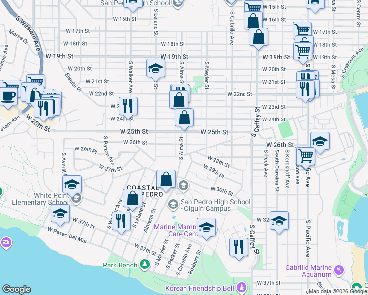 map of restaurants, bars, coffee shops, grocery stores, and more near 984 West Hamilton Avenue in Los Angeles