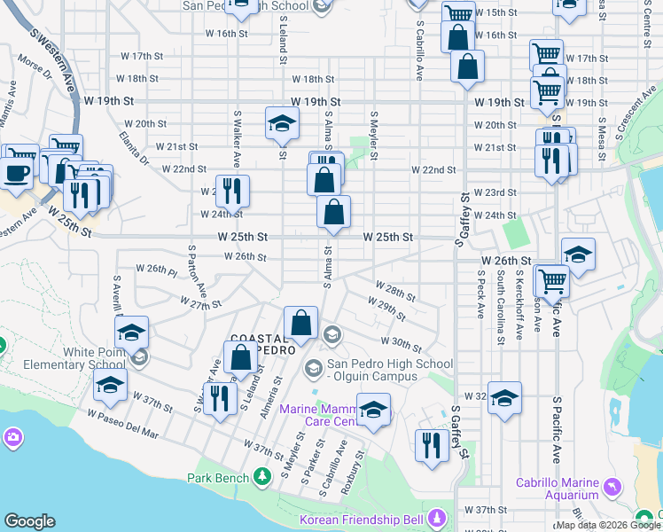map of restaurants, bars, coffee shops, grocery stores, and more near 984 West Hamilton Avenue in Los Angeles