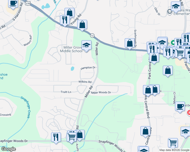 map of restaurants, bars, coffee shops, grocery stores, and more near 5065 Donnell Way in Decatur