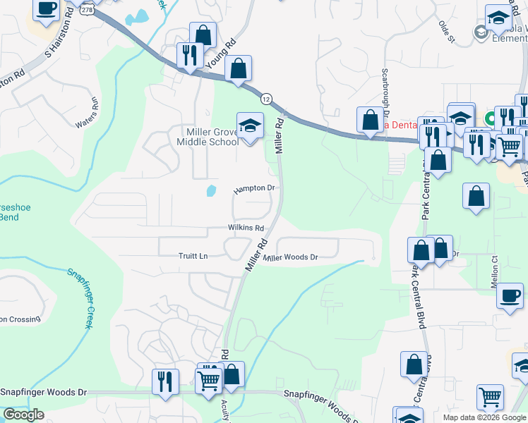 map of restaurants, bars, coffee shops, grocery stores, and more near 5049 Donnell Way in Decatur