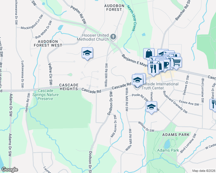 map of restaurants, bars, coffee shops, grocery stores, and more near in Atlanta