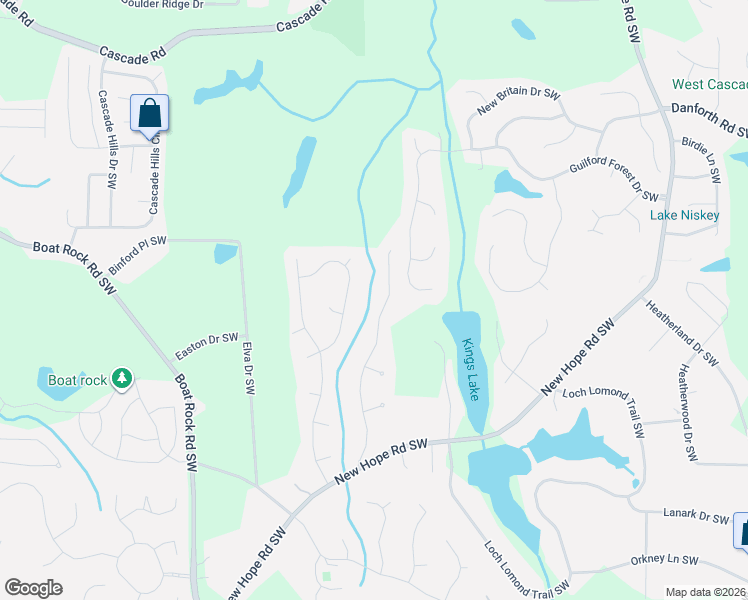map of restaurants, bars, coffee shops, grocery stores, and more near 1283 Blairwood Court in Atlanta