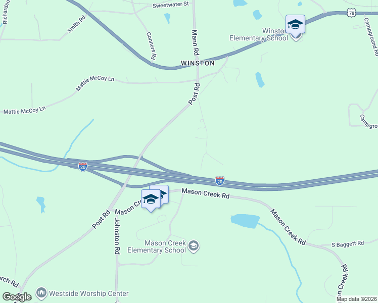 map of restaurants, bars, coffee shops, grocery stores, and more near 3125 Mason Creek Fork in Winston