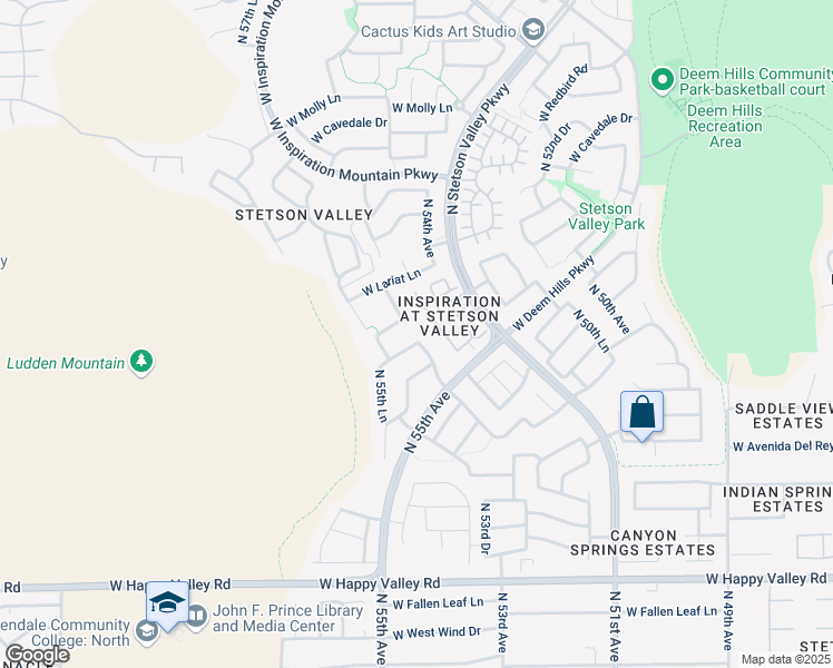 map of restaurants, bars, coffee shops, grocery stores, and more near 5507 West Yearling Road in Phoenix