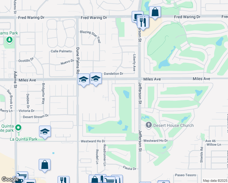 map of restaurants, bars, coffee shops, grocery stores, and more near 45204 Banff Springs Street in Indio