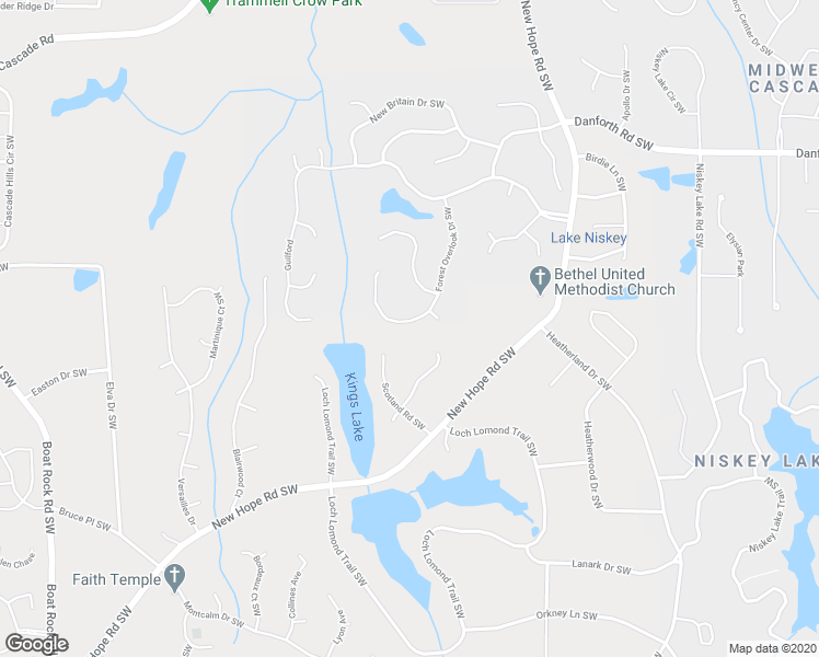 map of restaurants, bars, coffee shops, grocery stores, and more near 1392 Scotland Road Southwest in Atlanta