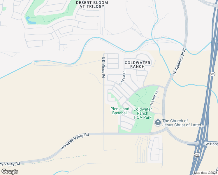 map of restaurants, bars, coffee shops, grocery stores, and more near 12268 West Paso Trail in Peoria