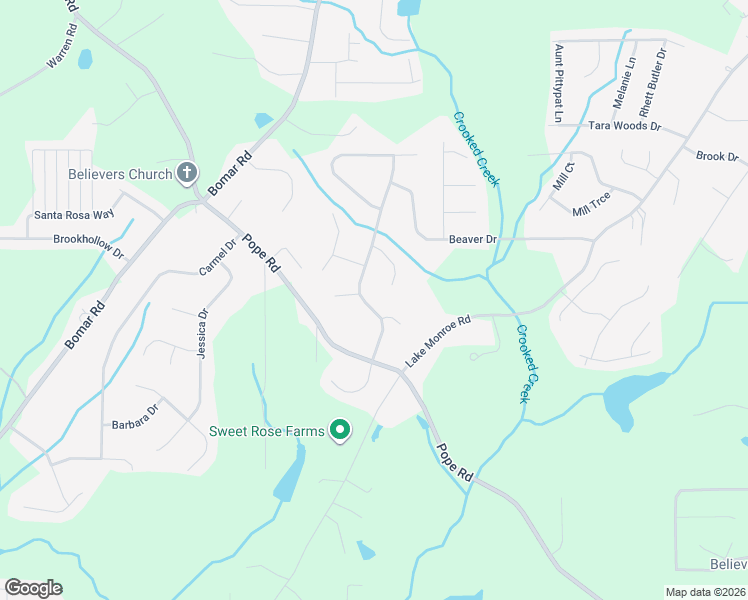 map of restaurants, bars, coffee shops, grocery stores, and more near 3193 Pilgrims Drive in Douglasville