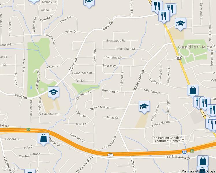 map of restaurants, bars, coffee shops, grocery stores, and more near 2315 N Eiffel Ct in Decatur