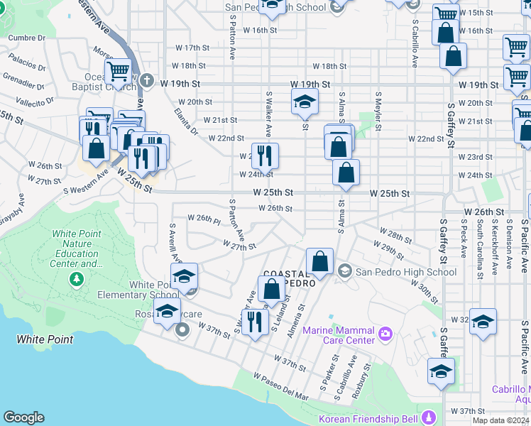 map of restaurants, bars, coffee shops, grocery stores, and more near 1211 West 26th Street in Los Angeles