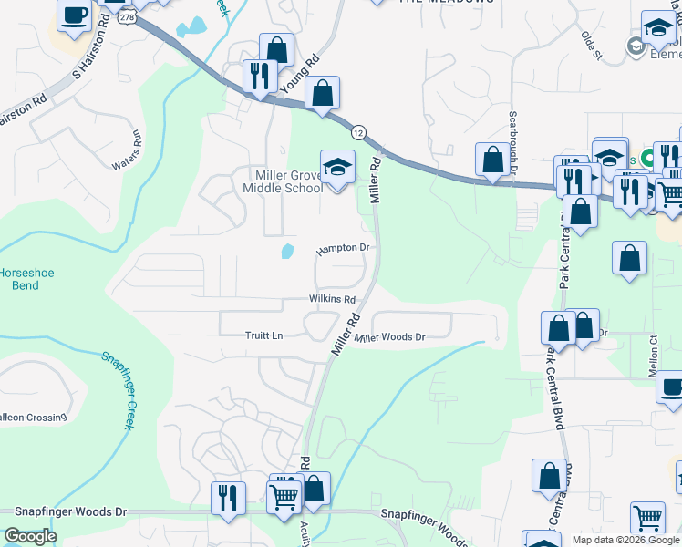 map of restaurants, bars, coffee shops, grocery stores, and more near 5049 Donnell Way in Decatur