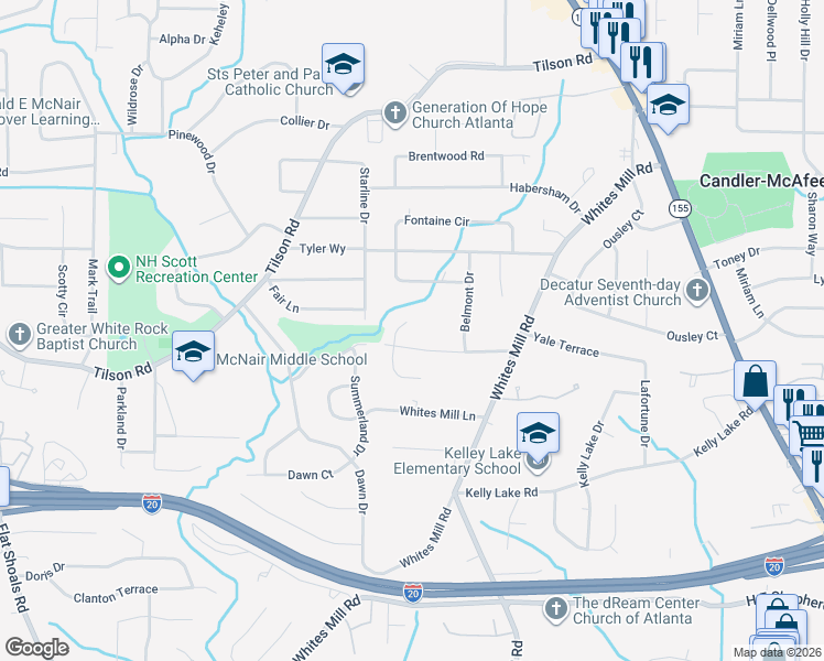 map of restaurants, bars, coffee shops, grocery stores, and more near 2315 North Eiffel Court in Decatur