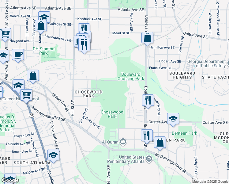 map of restaurants, bars, coffee shops, grocery stores, and more near 441 Dalton Street Southeast in Atlanta