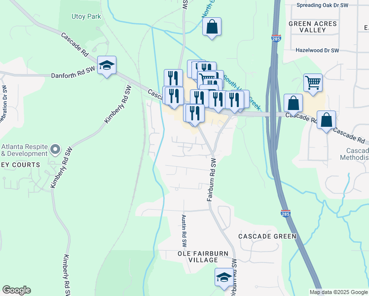 map of restaurants, bars, coffee shops, grocery stores, and more near in Atlanta