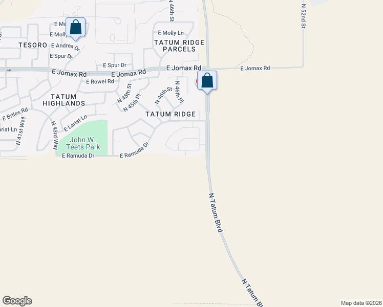 map of restaurants, bars, coffee shops, grocery stores, and more near 4643 East Prickly Pear Trail in Phoenix