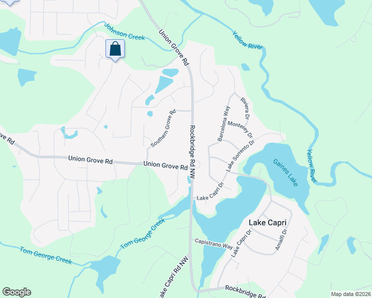 map of restaurants, bars, coffee shops, grocery stores, and more near 2850 Rockbridge Road Northwest in Conyers