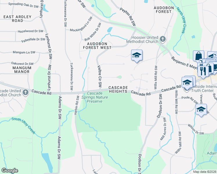 map of restaurants, bars, coffee shops, grocery stores, and more near in Atlanta