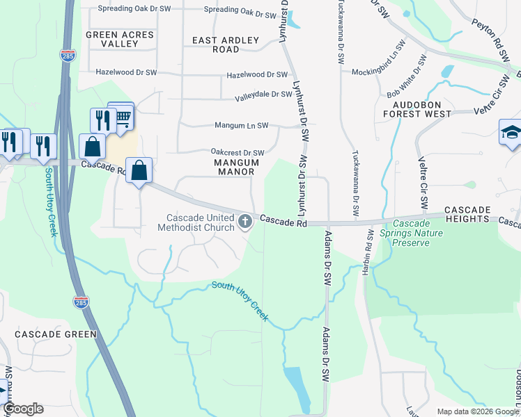 map of restaurants, bars, coffee shops, grocery stores, and more near in Atlanta