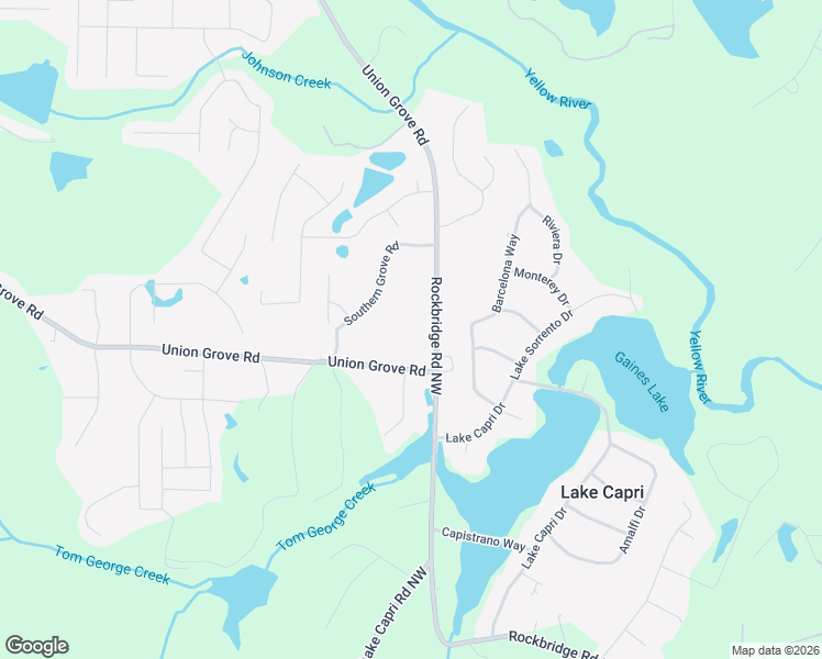 map of restaurants, bars, coffee shops, grocery stores, and more near 2830 Union Grove Road in Conyers