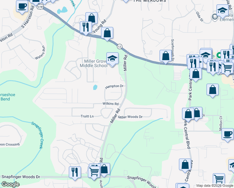 map of restaurants, bars, coffee shops, grocery stores, and more near 5049 Donnell Way in Decatur
