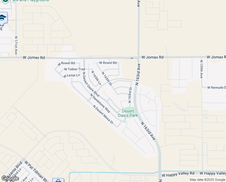 map of restaurants, bars, coffee shops, grocery stores, and more near 25982 North 165th Drive in Surprise