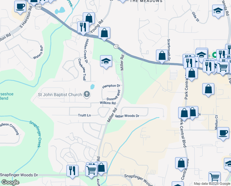 map of restaurants, bars, coffee shops, grocery stores, and more near 5049 Donnell Way in Decatur