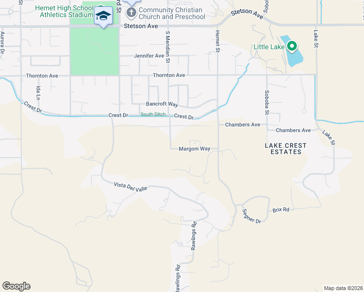 map of restaurants, bars, coffee shops, grocery stores, and more near 42150 Margoni Way in Hemet