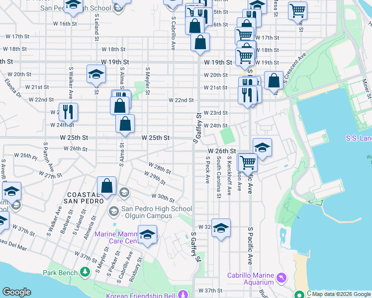 map of restaurants, bars, coffee shops, grocery stores, and more near 770 West 26th Street in Los Angeles