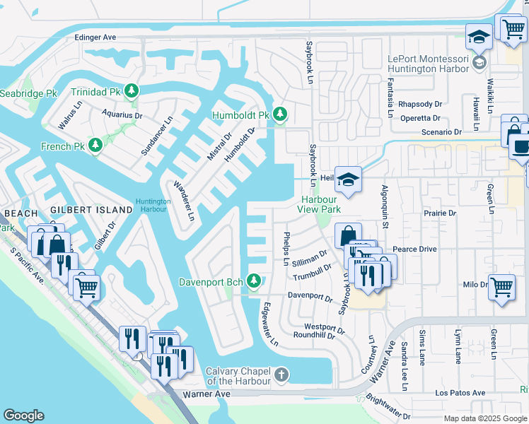 map of restaurants, bars, coffee shops, grocery stores, and more near 4071 Morning Star Drive in Huntington Beach