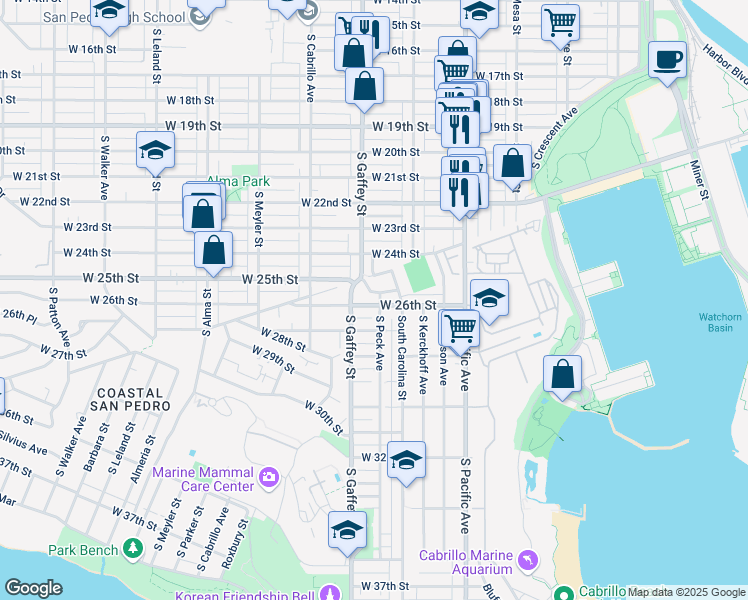 map of restaurants, bars, coffee shops, grocery stores, and more near 675 West Hamilton Avenue in Los Angeles