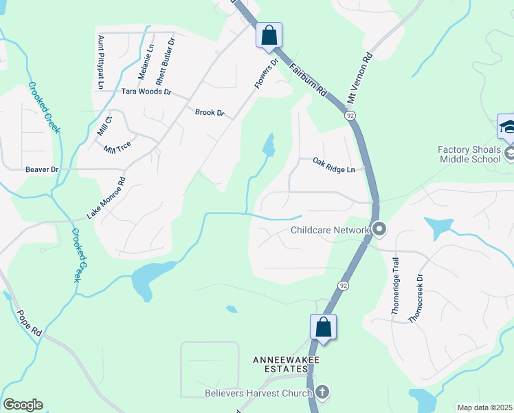 map of restaurants, bars, coffee shops, grocery stores, and more near 2756 Del Ridge Drive in Douglasville