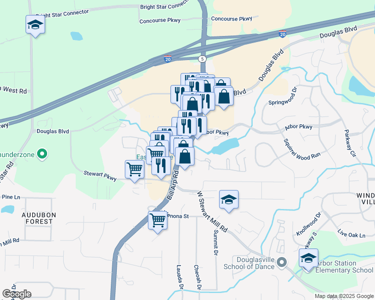 map of restaurants, bars, coffee shops, grocery stores, and more near 0 Georgia 5 in Whitesburg