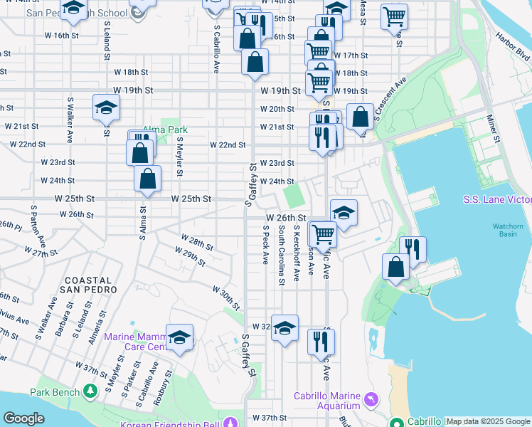map of restaurants, bars, coffee shops, grocery stores, and more near 3130 South Peck Avenue in Los Angeles