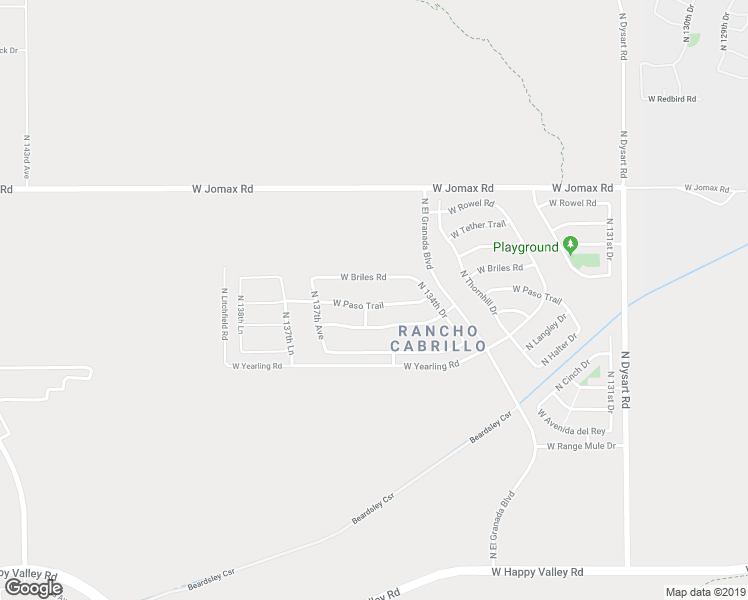 map of restaurants, bars, coffee shops, grocery stores, and more near 12214 West Paso Trail in Surprise