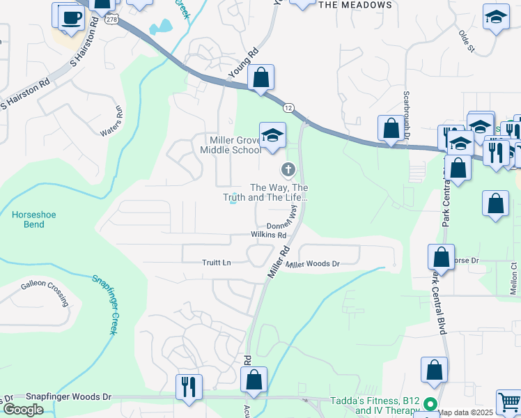 map of restaurants, bars, coffee shops, grocery stores, and more near 2291 Hampton Drive in Decatur