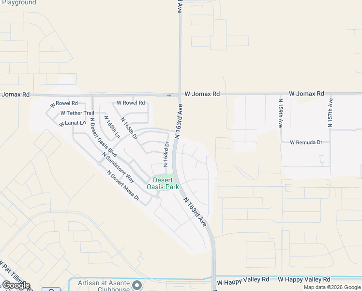 map of restaurants, bars, coffee shops, grocery stores, and more near 26031 North 162nd Drive in Surprise