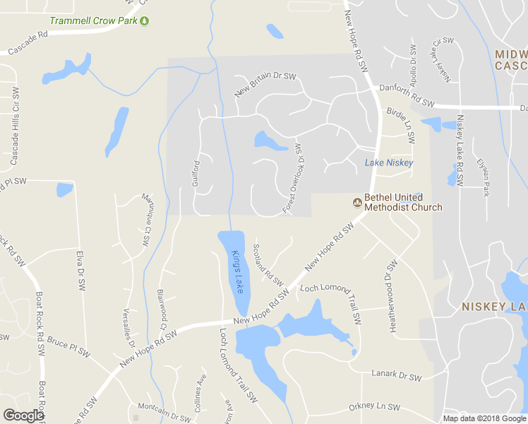 map of restaurants, bars, coffee shops, grocery stores, and more near 925 Forest Overlook Drive Southwest in Atlanta