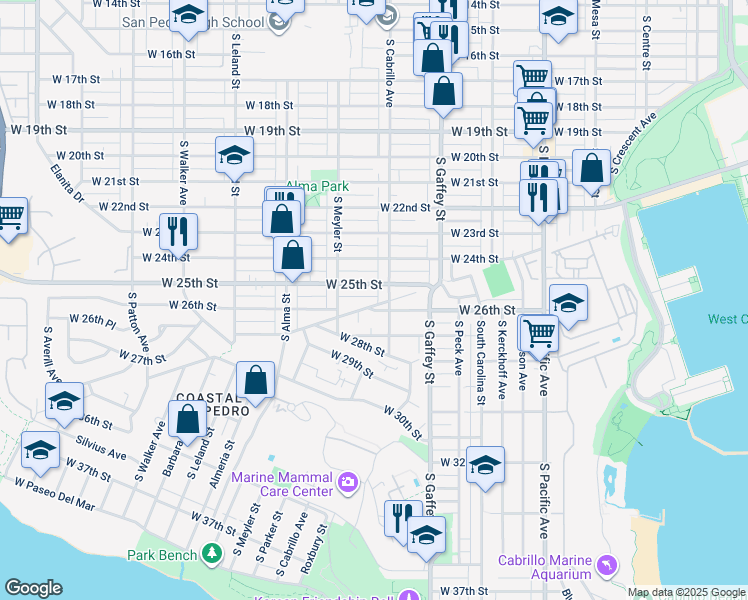 map of restaurants, bars, coffee shops, grocery stores, and more near 830 West Hamilton Avenue in Los Angeles