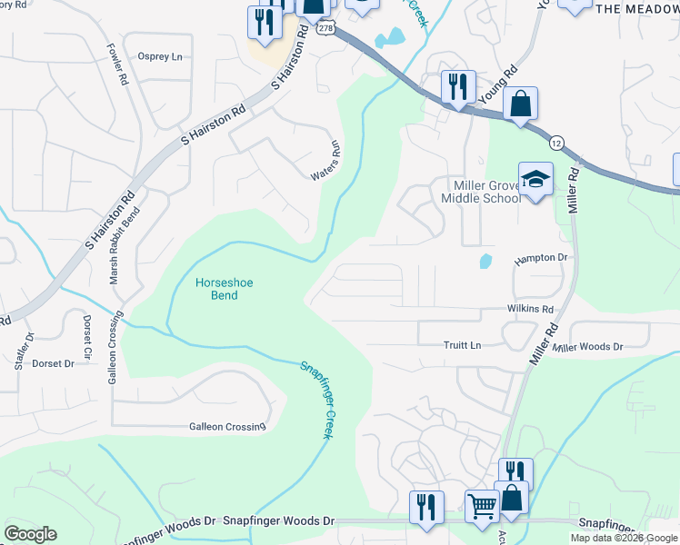map of restaurants, bars, coffee shops, grocery stores, and more near 2219 Ramblewood Circle in Decatur