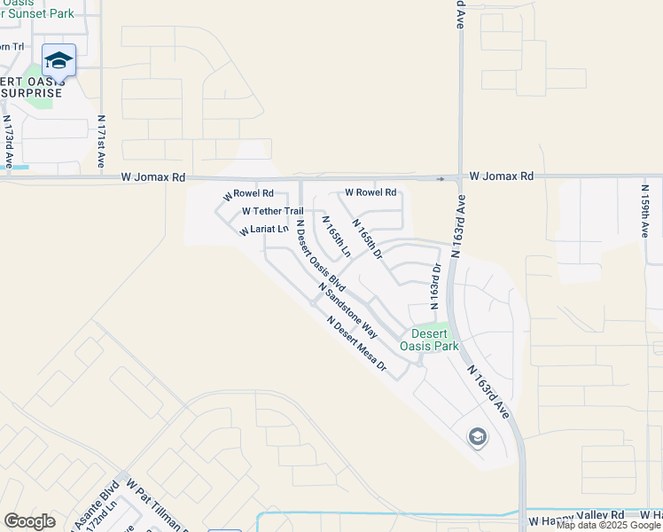 map of restaurants, bars, coffee shops, grocery stores, and more near 24326 North 166th Avenue in Surprise