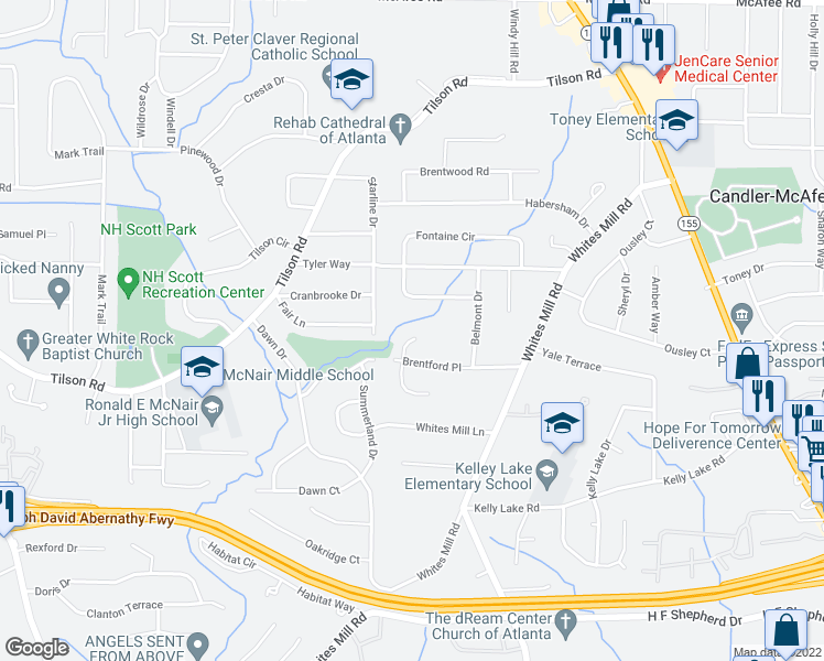 map of restaurants, bars, coffee shops, grocery stores, and more near 2314 North Eiffel Court in Decatur